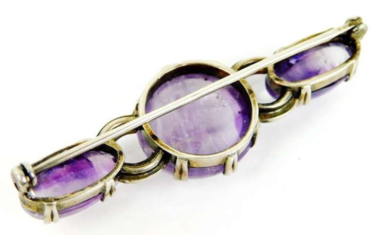Antique Sterling Amethyst & Marcasite Brooch