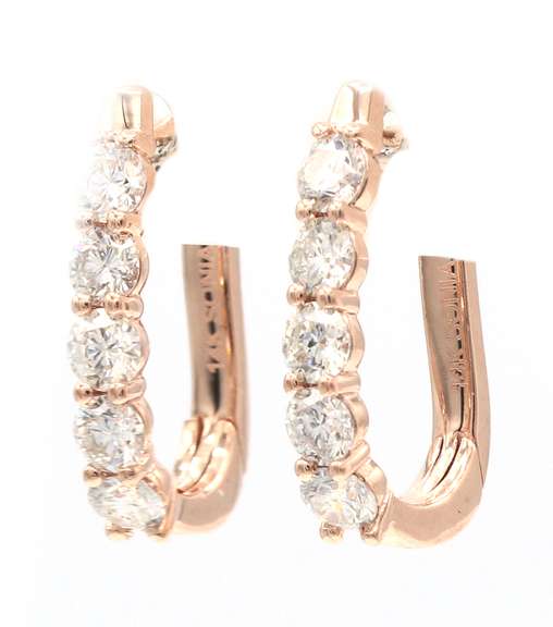 Sonia B 0.80ctw Diamond Five Stone J Hoop Earrings in 14K