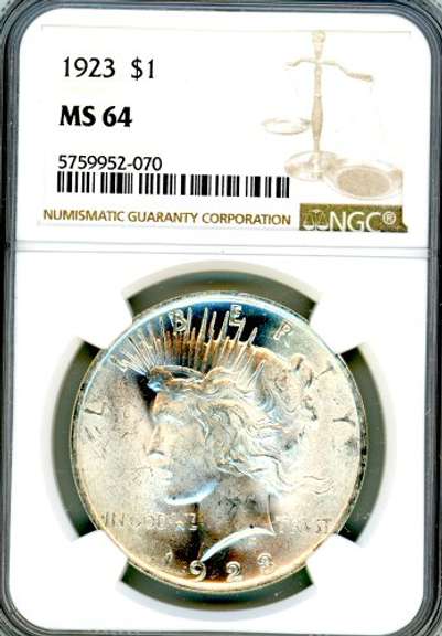 1923 Peace Silver Dollar in NGC MS64