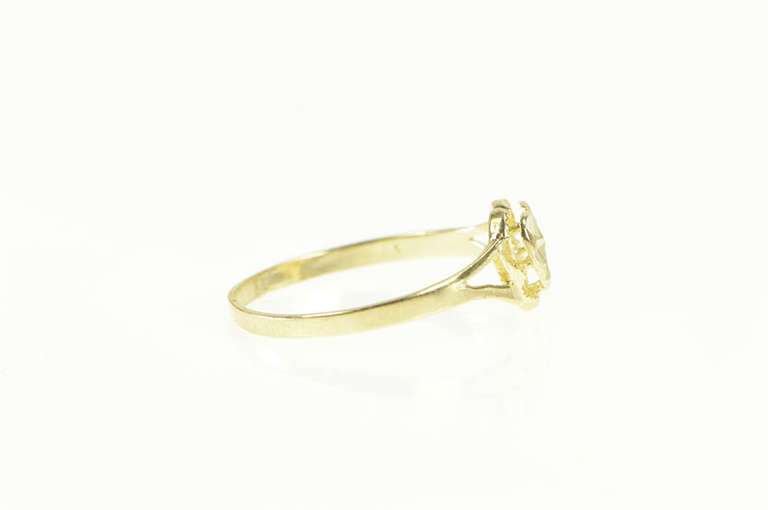 10K Yellow Gold Heart Ridged Pleated Love Symbol Ring