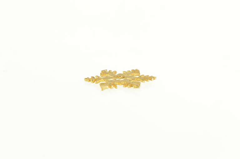 14K Yellow Gold Snow Flake Diamond Cut Winter Season Charm/Pendant