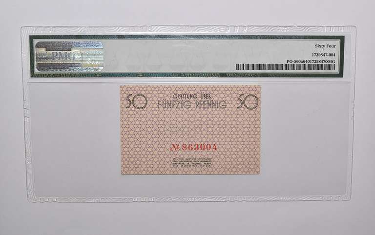 PMG64 1940 Poland 50 Pfennig Lodz Ghetto PO#560a SB1001 Sign Rumkowski
