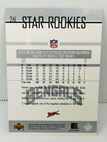 Carson Palmer Upper Deck Star Rookies Football Card