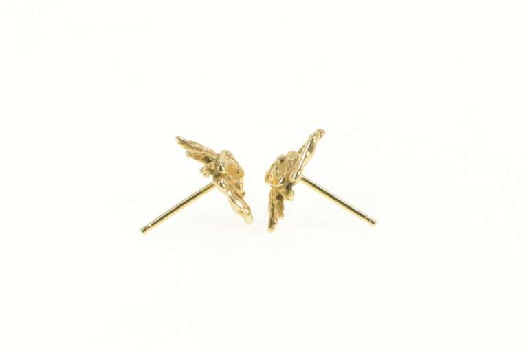 14K Yellow Gold Crab Astrology Zodiac Sign Symbol Stud Earrings