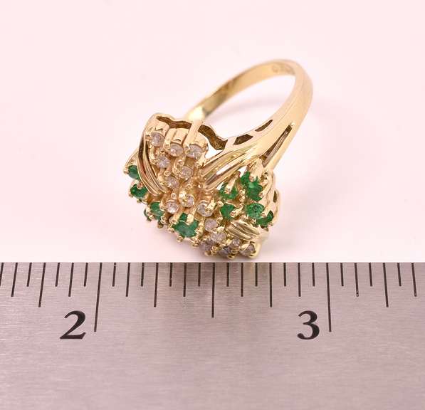 Lovely Emerald and Diamond Ring in Yellow Gold