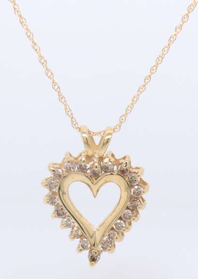 Fancy Yellow Gold Diamond Heart Pendant on Chain