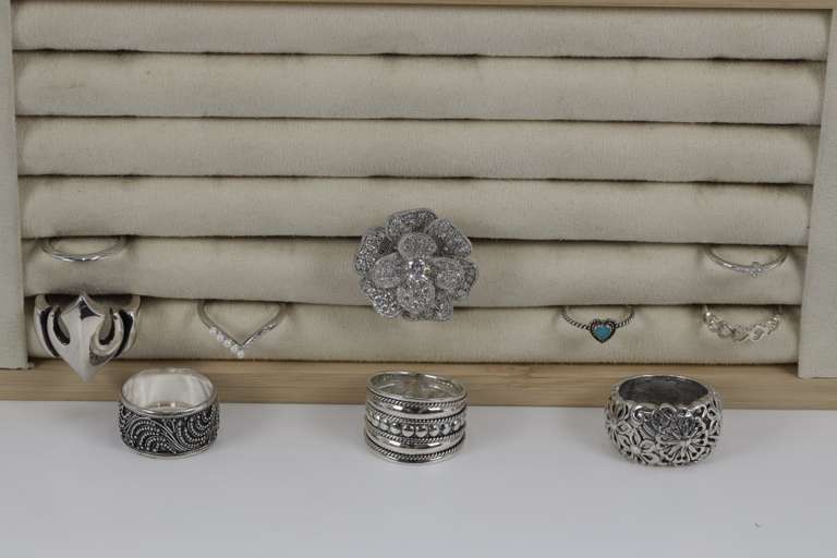 Sterling Silver Curated Ring Assortment Various Sizes & Styles (10 Ring Lot)