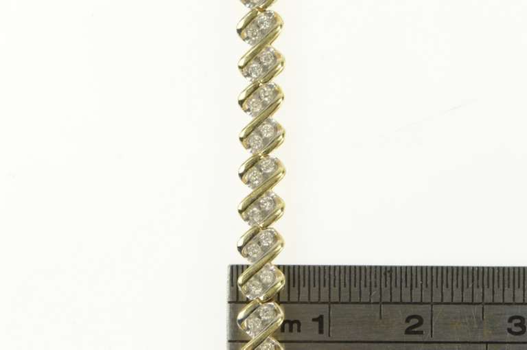 14K Yellow Gold 1.00 Ctw Diamond Zig Zag Vintage Tennis Bracelet