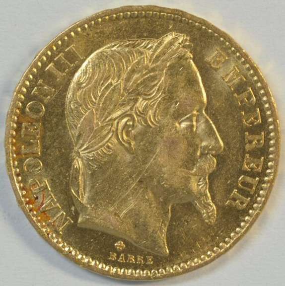 Lustrous BU 1866-BB France Napoleon III 20 Francs Gold