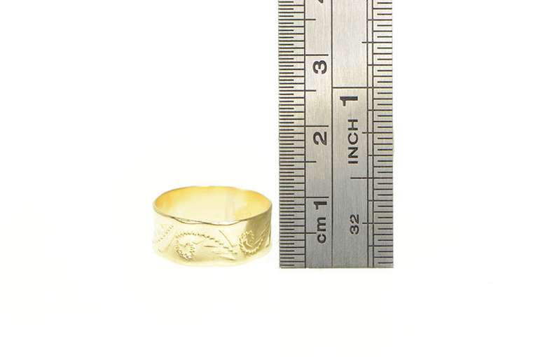 14K Yellow Gold Scroll 1950's Paisley Vintage Band 6mm Ring