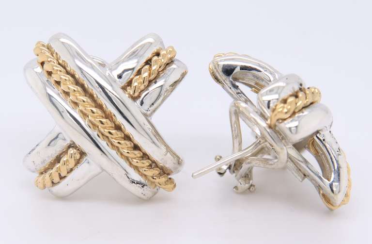 Tiffany & Co Two Tone Signature X Earrings