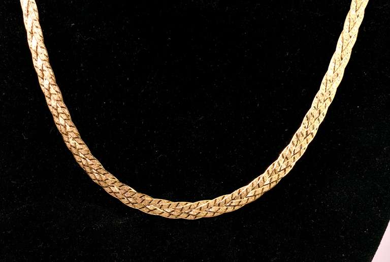 Intricate Braided Herringbone Chain in 14K Yellow Gold