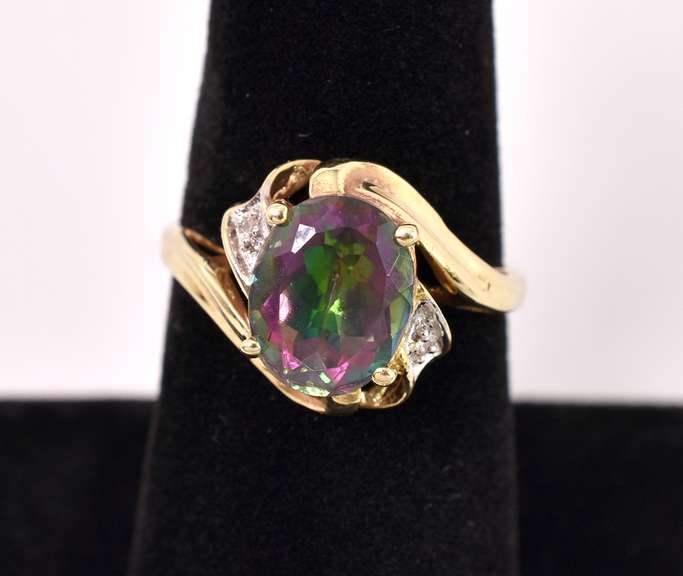 Marvelous Mystic Topaz and Diamond Ring in Yellow Gold