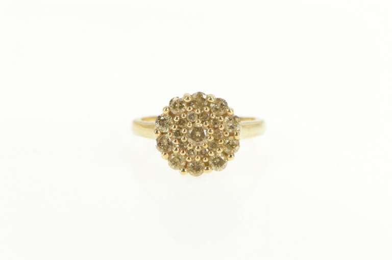 10K Yellow Gold 1.00 Ctw Diamond Round Halo Cluster Vintage Ring