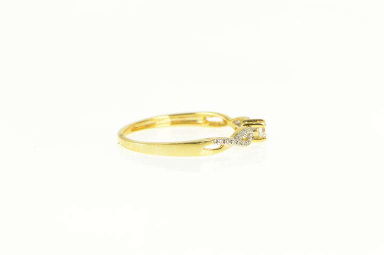 14K Yellow Gold Diamond Twist Pattern Promise Engagement Ring