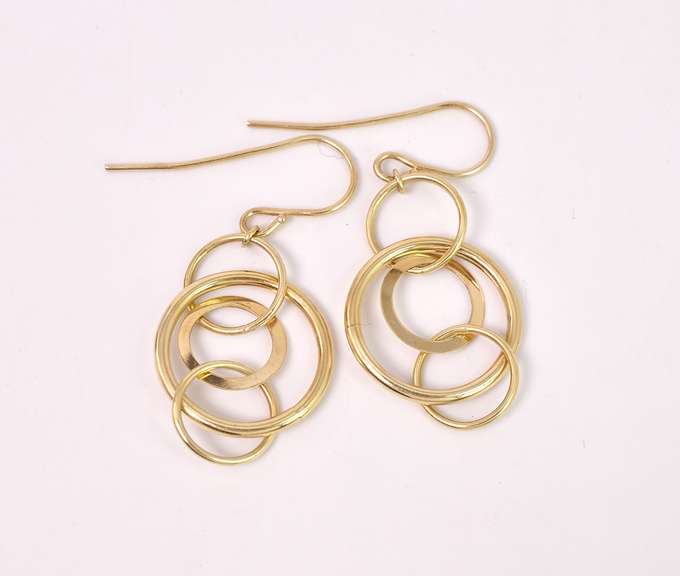 Darling Dangling Circle Earrings in 14k Yellow Gold