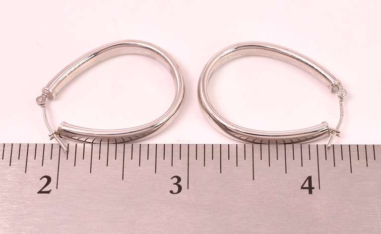 Subtle White Gold Hoop Earrings in 14K Yellow Gold