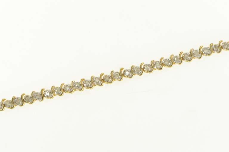 14K Yellow Gold 0.75 Ctw Diamond Classic Simple Tennis Bracelet
