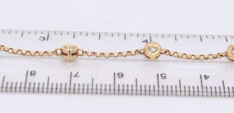 Dazzling Yellow Gold Diamond Station Bracelet