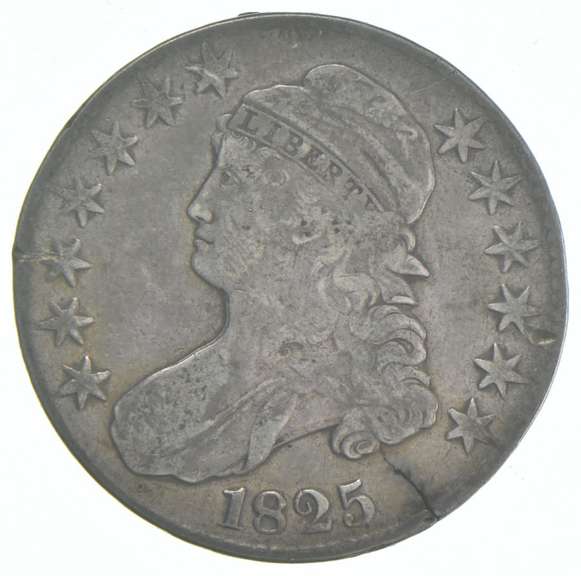 ERROR 1825 Capped Bust Half Dollar Planchet Crack 103