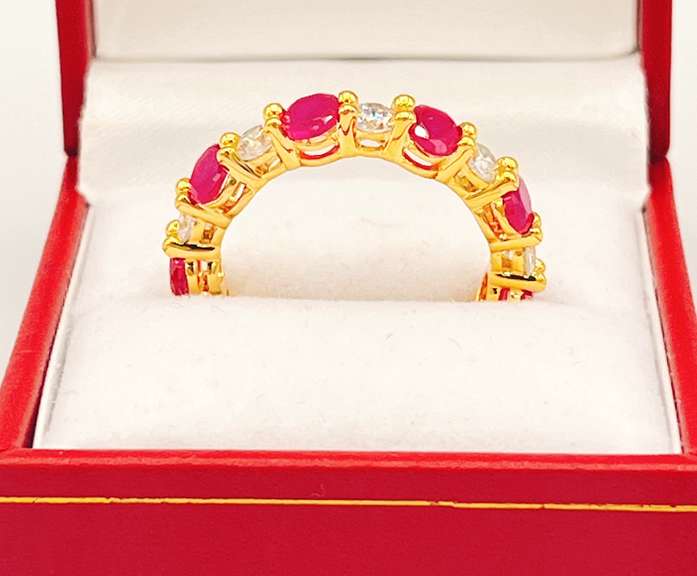Beautiful Ruby & White Sapphire Eternity Band Ring