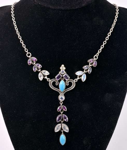Multi-gem Sterling Necklace