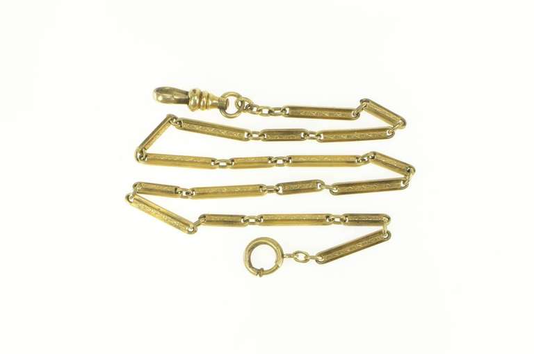 Gold Filled Art Deco Ornate Bar Steampunk Pocket Watch Chain