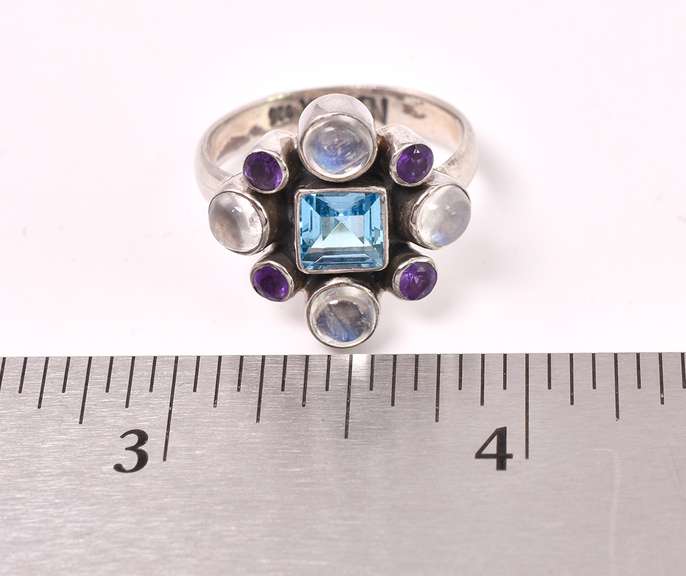 Multi-gem Sterling Silver Ring