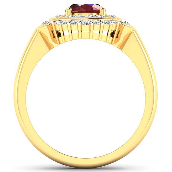 Men's 14 Kt Gold Ct Natural Ruby & Diamond Ring
