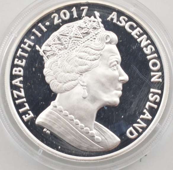 2017 Ascension Islands 1 Crown 33g Silver W/ Mother Of Pearl Box/COA