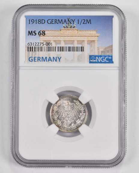MS68 1918-D Germany 1/2 Mark - Graded NGC