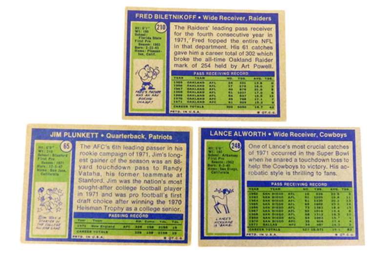3 Topps 1972 Football Greats