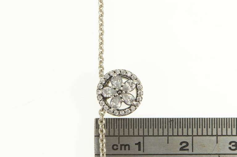 Sterling Silver Pandora Designer Sparkling Snowflake Necklace