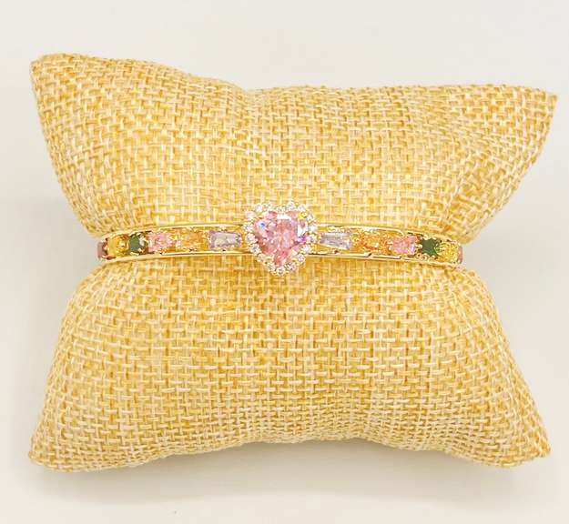 18kt Gold Plated Sterling Silver Gemstone Bangle Bracelet
