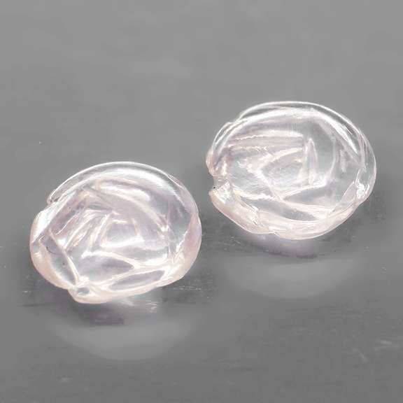 Translucent! 3.17ct pale pink Quartz flower carvings