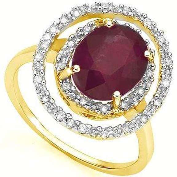 3.3 CARAT TW (19 PCS) GENUINE RUBY & GENUINE DIAMOND 10K SOLID YELLOW G
