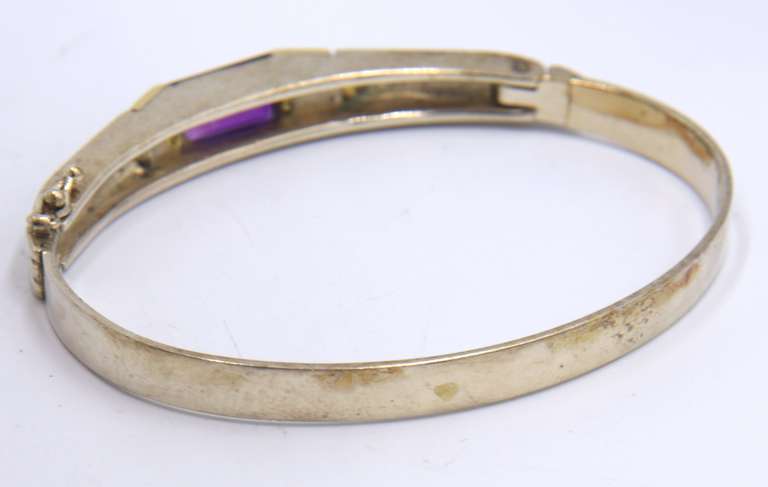 Vintage 925 Sterling Silver Signed Cubic Zirconia Cuff Bangle