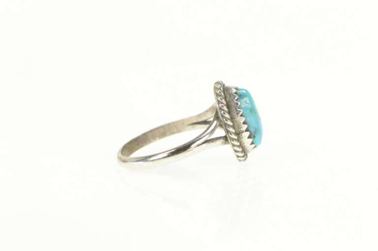 Sterling Silver Oval Turquoise Southwestern Artisan Cabochon Ring