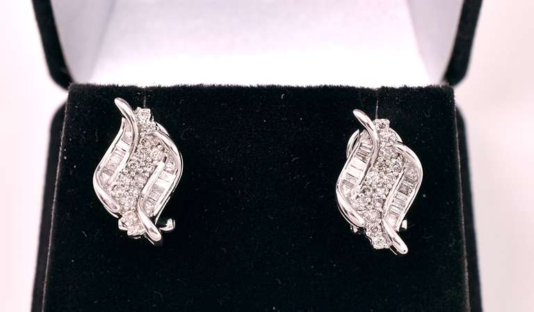 Lavish Diamond Earrings in 14K White Gold