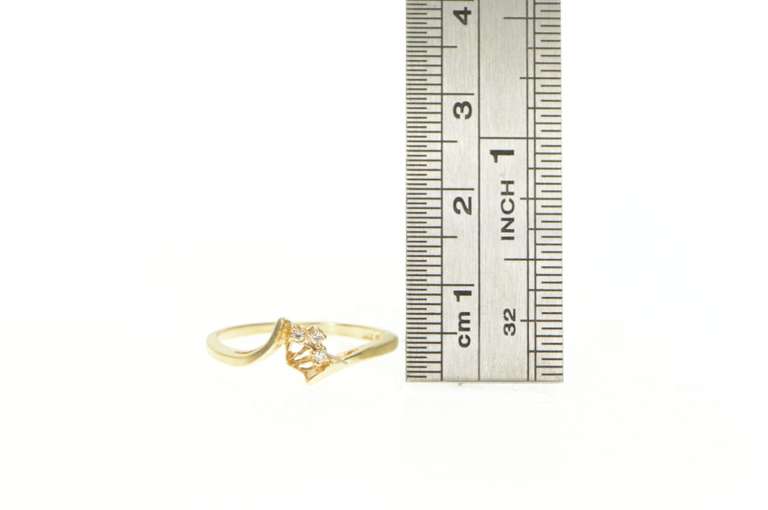14K Yellow Gold Diamond Inset Bypass Wedding Band Ring
