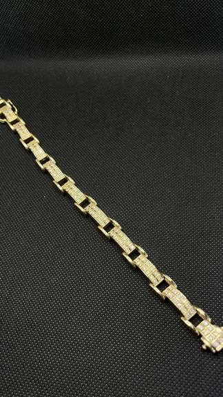 STUNNING 2.50 CARATS T.W. MENS DIAMOND LINK BRACELET IN 14K YELLOW GOLD