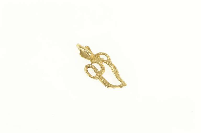 14K Yellow Gold Diamond Cut V Monogram Name Letter Initial Pendant