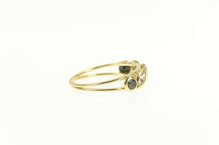 18K Yellow Gold Cubic Zirconia Black Onyx Statement Band Ring