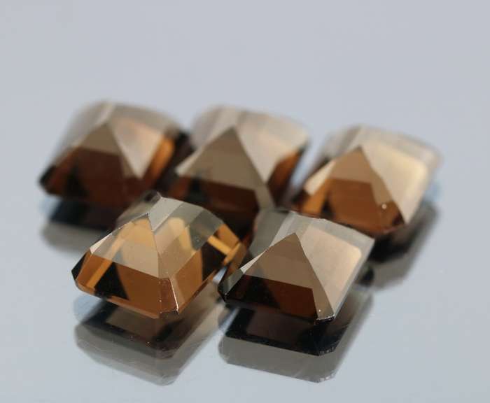 Emerald cut! Unheated! 26.38ct Smoky Quartz set