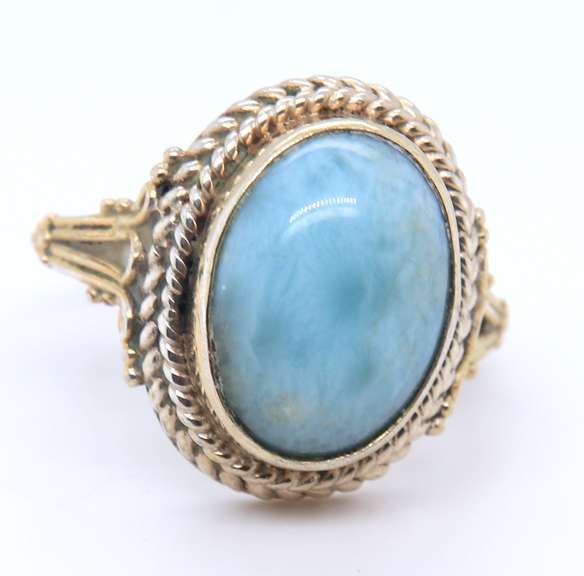 Vintage 925 Sterling Silver oval Turquoise Ring