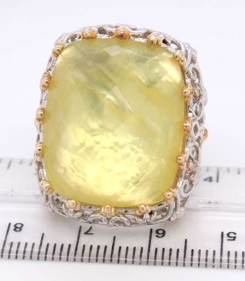 Vintage 925 Sterling Silver Lemon Quartz Ring