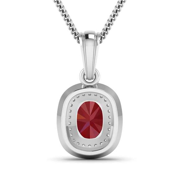 Pretty 14 Kt White Gold Ruby Diamond Pendant