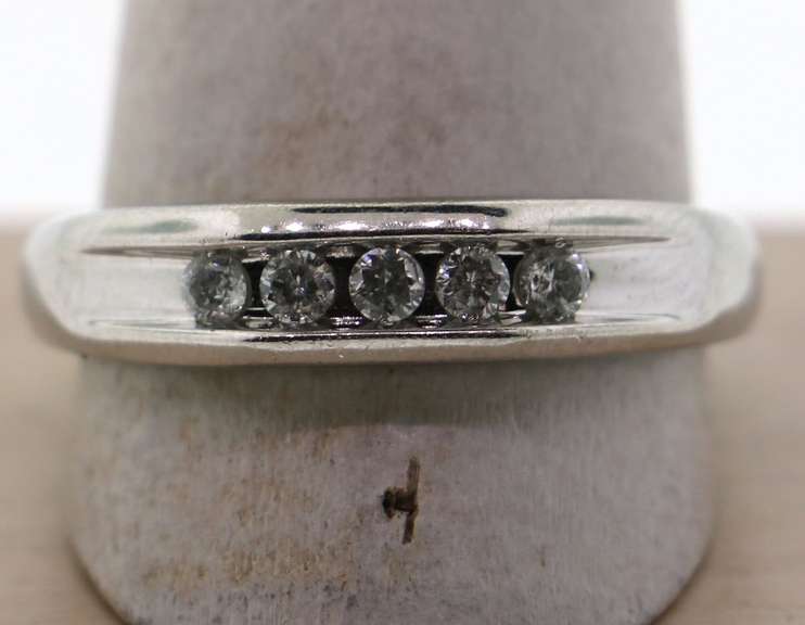 Contemporary Geometric 14k White Gold Channel Set Diamond Ring