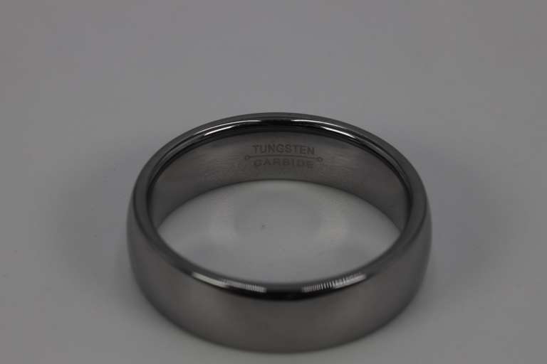 7mm Mirror Finish Tungsten Carbide Wedding Band Size 13