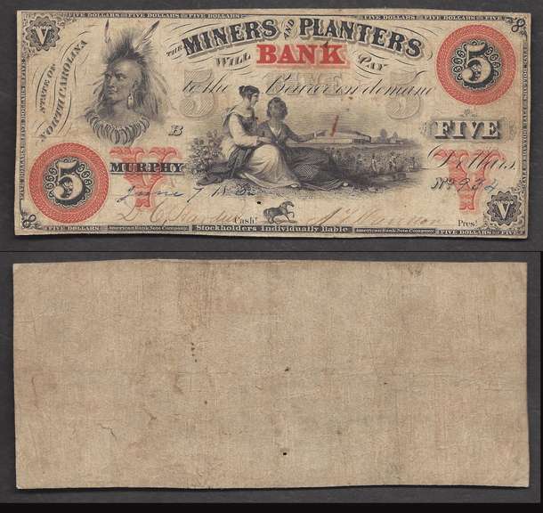 $5  Miners and Planters Bank Murphy NC